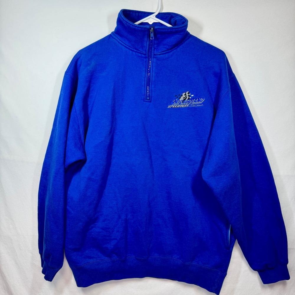 Chicagoland Speedway‎ Pullover Sweatshirt Cadre Athletic Blue Mens Sz Large Y2K